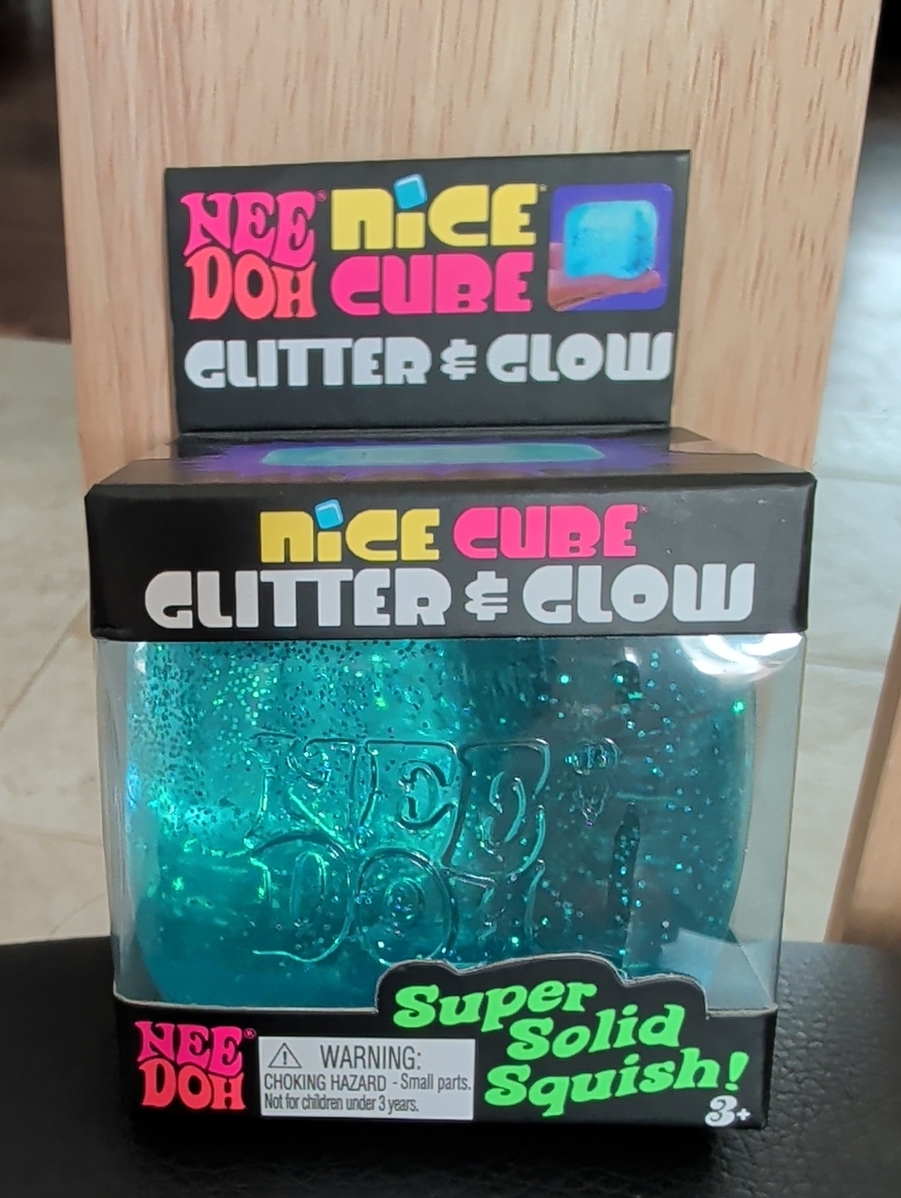 Nee Doh "Glitter & Glow" Blue Nice Cube NWT